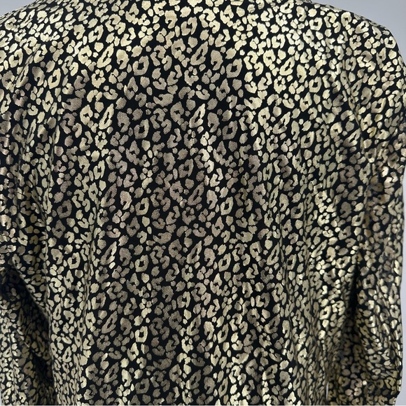Nine West Cinched Blouse Black Gold Foil Leopard Print size XL - Picture 4 of 11